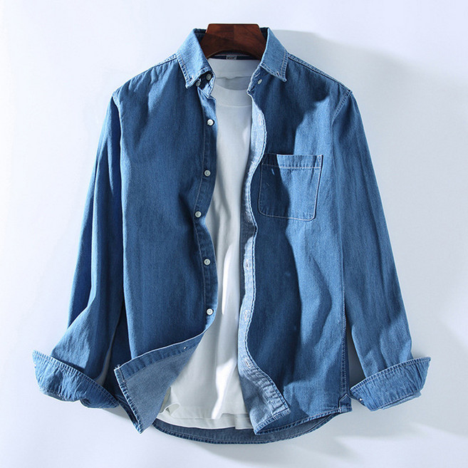 데님셔츠 남성 봄가을 청남방 캐주얼남성 워싱 긴팔 남방