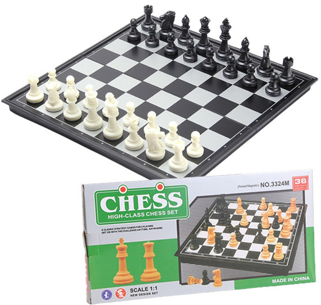 라라공방 휴대용 체스 자석보드게임 20x20, 블랙&화이트, 1개