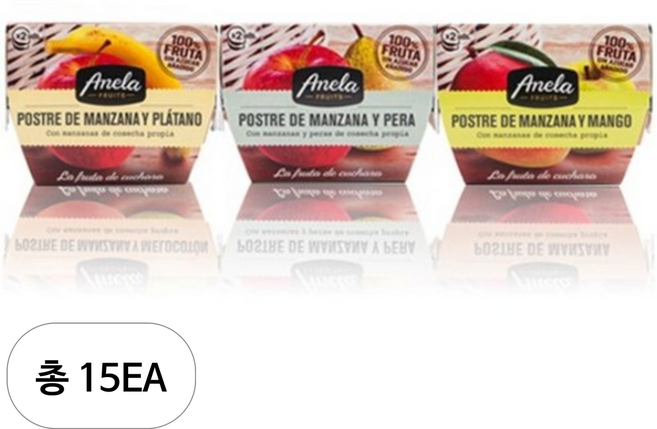 아넬라 100% 생과일 디저트 3종 세트 200g, 망고, 바나나, 사과배, 15세트