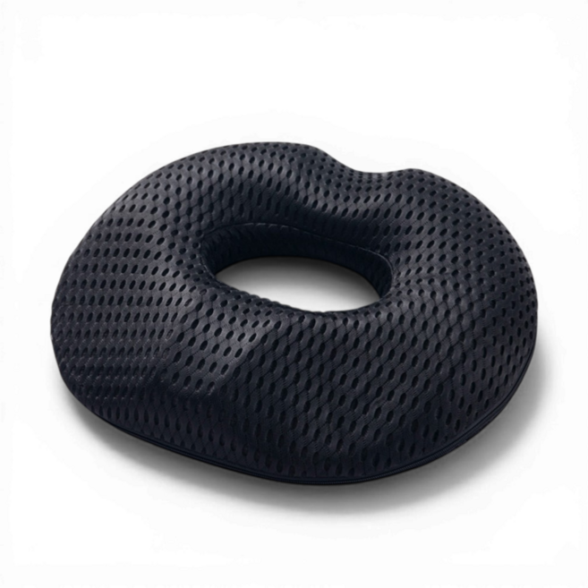 라비인 치질방석 4D 메쉬 메모리폼 도넛형 인체공학 통기성 방석, 1개, 검정색