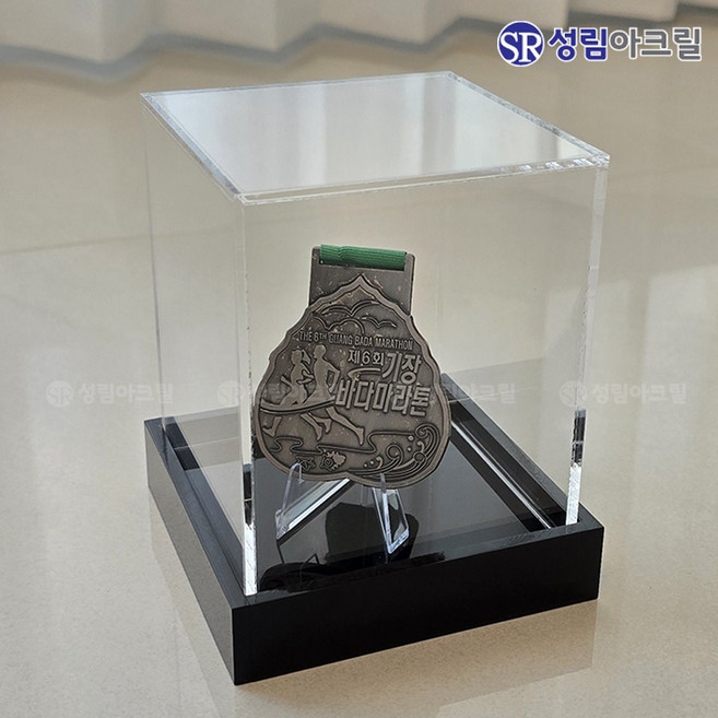 성림아크릴 메달 거치대 보관 걸이 디스플레이 진열대, 1세트, 투명+블랙