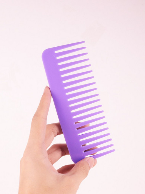1 두꺼운 플라스틱 내열성 정전기 방지 긴 이빨 넓은 이빨 살롱 헤어스타일 빗 실제 머리 가발용 특별 제품, 03 C1209KCS-Purple, 1개