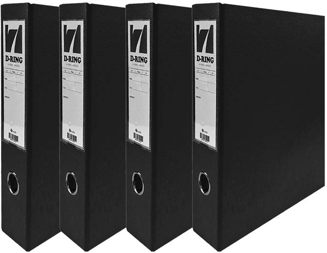 인터탑 플랜 고급형 합지 3공 D링 7cm A4 400매철, 검정색(4개), 1세트