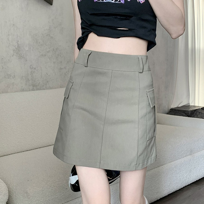 여성 여자 데이트룩 사이드포켓 카고포켓 사계절 미니 스커트 치마 사이드카고미니스커트