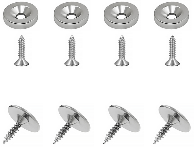 리빙로드 문고정 원형 자석 도어캐치 4개, 1세트, 실버