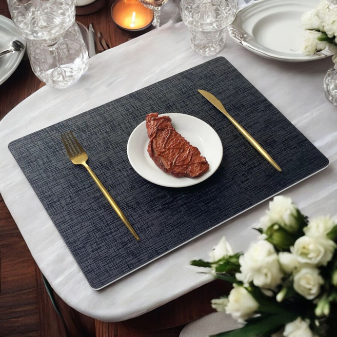 소담루밍 북유럽 비건 가죽 방수 식탁 테이블 매트 고급스러운 식탁매트, 4개, 43 x 30 cm, 블랙