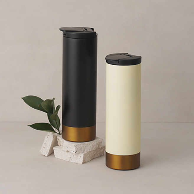 이중진공 스텐 텀블러 골드라인 500ml 제작 (로고 및 문구 인쇄 가능), 아이보리, 1개