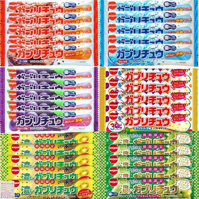 + 메이지 츄잉껌 가브리츄 6종 각 5개 합계 30개 간식 ふくろ 아소트 소프트 - 쿠팡