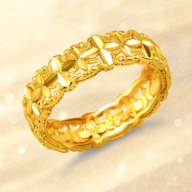 [러브넛] 순금(3.75g) 1돈 스파클 크로스 디자인 심플 한돈 반지