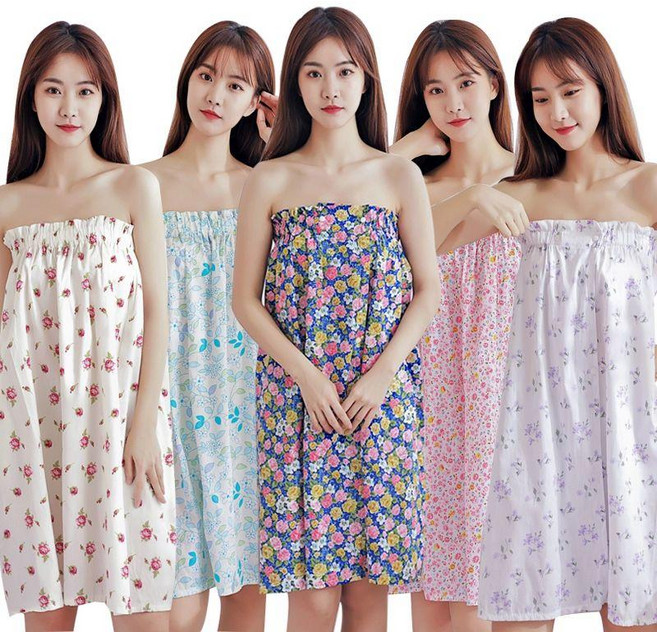 사우나방수치마 고정식 방수 찜질복 사우나 플라워, 풀오버 스타일, 소프트 코튼 그레이 80cm