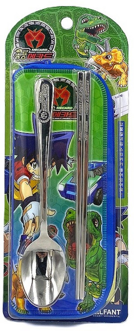 릴팡 공룡메카드 스텐 수저 케이스 세트, 1개