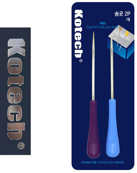 송곳 2개입 세트 일자형 ㄱ자형 특수강 소재 공구 공예용, 1세트