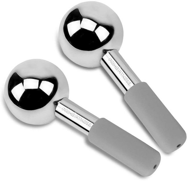 얼굴용 글로브 | 얼굴과 목과 눈을 위한 스테인리스 스틸 아이스 롤러 마사지기 다크 서클 붓기 콜라겐 생산에 도움이 되는 혁신적인 스킨 케어 도구(그린), 회색