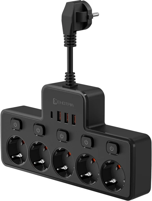 EU AC 플러그 독립 스위치 벽걸이 형 전원 스트립 USB 어댑터가있는 유럽 표준 소켓 네트워크 필터, 01 EU Plug Black, 01 Eu 플러그