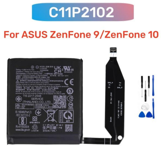 Asus ZenFone 9 ZS696KS 10 휴대폰 배터리 및 C11P2102 4300mAh, 01 For Asus ZenFone 10, 1개