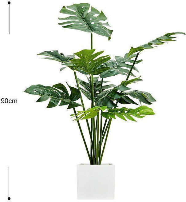 北歐ins風仿真植物仿生綠植裝飾擺件假龜背竹客廳室內落地盆栽樹, 90cm龜背白色水泥盆, 1個