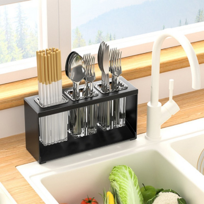 주방 분리형 물빠짐용 수저통 규조토 위생 수저꽂이, 1개, mod 그레이