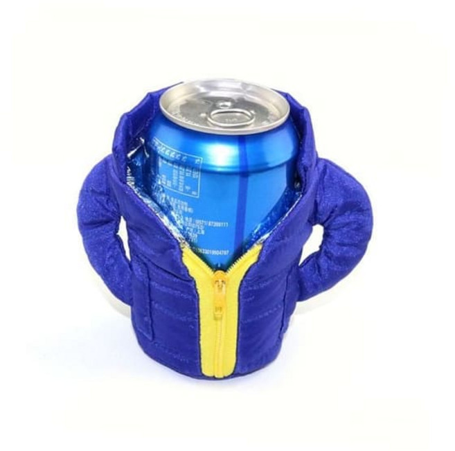 귀여운 캔음료홀더 보온보냉홀더 패딩점퍼모양, 패딩컵홀더 레드, 1개