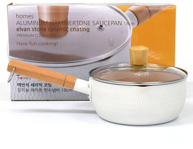 IH 인덕션 겸용 세라믹코팅 편수냄비 라면냄비 18cm 알미늄 해머톤 우드손잡이 예쁜냄비, 1개