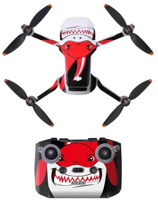 미니 2 스티커 스킨 pvc 보호 방수 드론 바디 암 원격 제어 보호대 스킨 dji mini 2 dron 액세서리, 붉은 상어, 1개