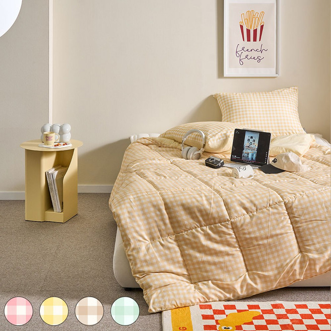 데시뉴 체크러버 항균 사계절 다운필 차렵이불세트