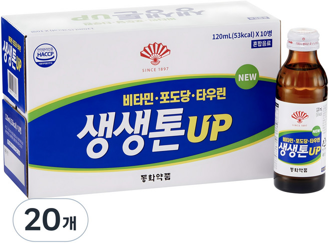 동화약품 생생톤 UP 에너지 음료, 120ml, 20개