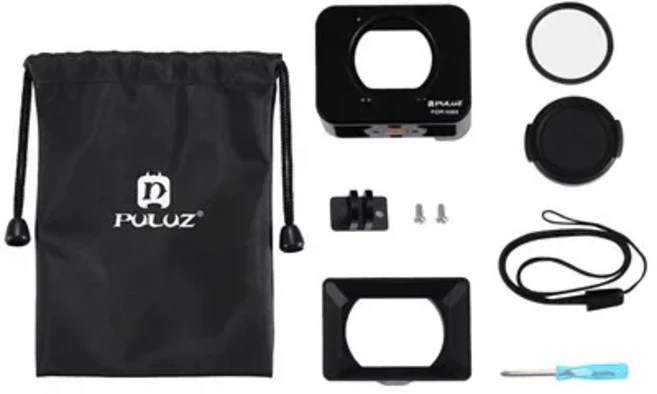 PULUZ 알루미늄 합금 보호 케이스 소니 RX0 II 카메라 케이지 및 37mm UV 필터 렌즈 및 렌즈 차양 나사, 01 Black