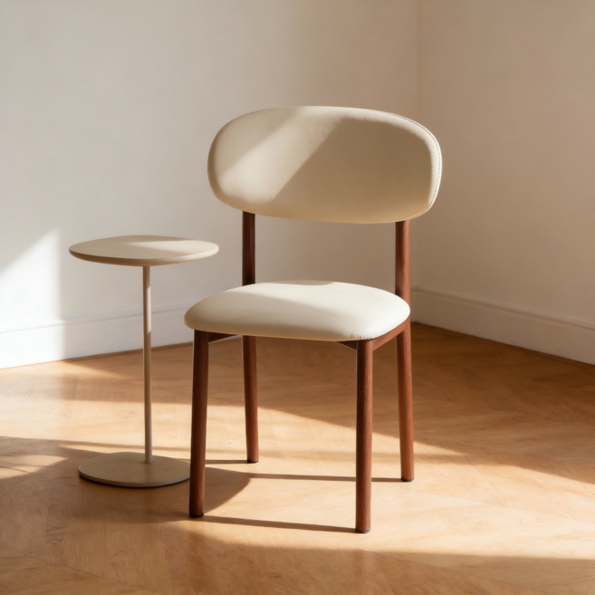 원목색 철제 식탁 의자 2개 세트 주방 홈카페용 모던 심플 디자인, 월넛(15)