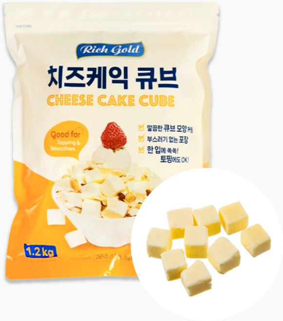리치골드 델리큐브 치즈케익 냉동 아이스박스+드라이아이스포함, 1개, 1.2kg
