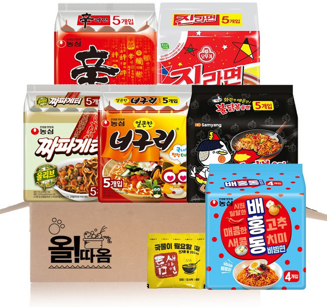 농심 삼양 팔도 멀티라면 신라면5입+너구리매운맛5입+짜파5입+진라면매운맛5입+불닭5입+배홍동4입+틈새라면스프1, 1세트