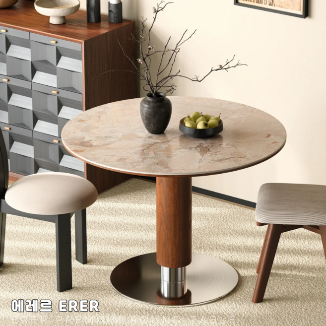 에레르 세라믹 원형 테이블 프리미엄 원형식탁 거실 카페 사무실 감성테이블, 4인용, 화이트