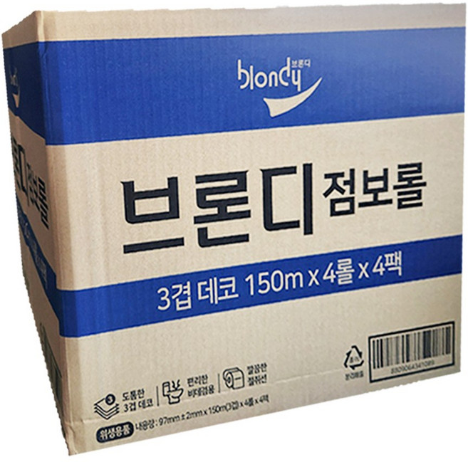브론디 윈윈 3겹 데코 점보롤 150M, 4개, 4개입