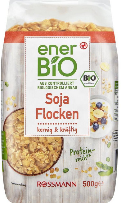 독일 에너바이오 Ener BIO Soybean flakes Muesli 소이 콩 프레이크 시리얼, 8개, 500g