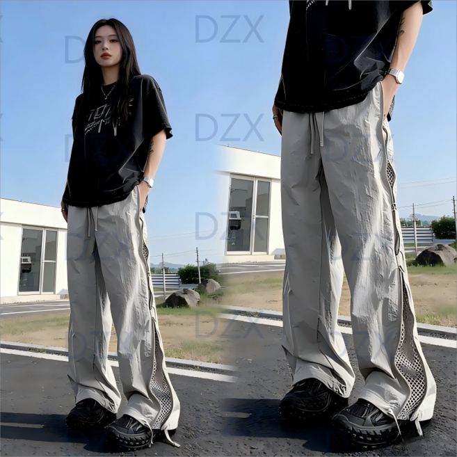DZX 남녀공용 아웃도어 시원한 빠른건조 바람막이 바지 캐주얼 가볍고 밴딩 스트링 팬츠