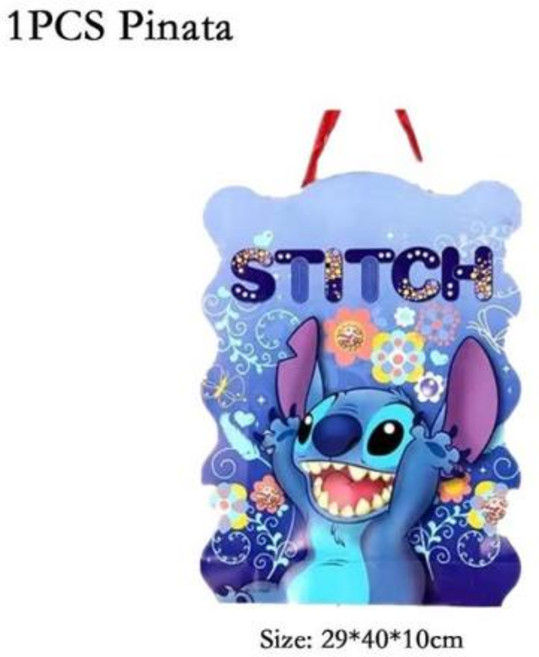 디즈니 스티치 생일 파티 장식 블루 릴로 및 스티치 테마 식기 컵 천사 풍선 피나타 파티 용품, 12 인치, 17)1pcs Pinata