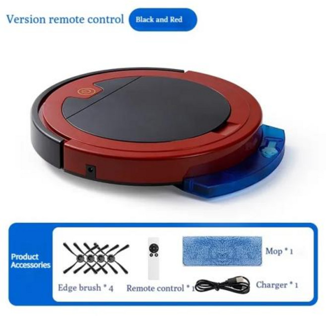 DARAM 로봇청소기추천 저렴한로봇청소기 AI로봇청소기 원룸 ECHOME 로봇 진공 청소기 리모컨 청소 걸레질 가정용 무선 스마트 드래그 바닥, 4) red with WaterTank