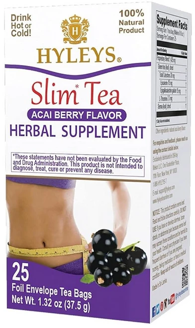 하이리스 슬림 티 5가지 맛 모음 허브 보충제 클렌징 및 티백 25개 1팩, Acai Berry, 25 Count (Pack of 6) - 쿠팡