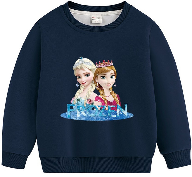 겨울왕국 엘사 겨울 기모 옷 맨투맨 양털 벨벳 후리스 스웨터 따뜻한 순수 면 스웨터 탑 어린이