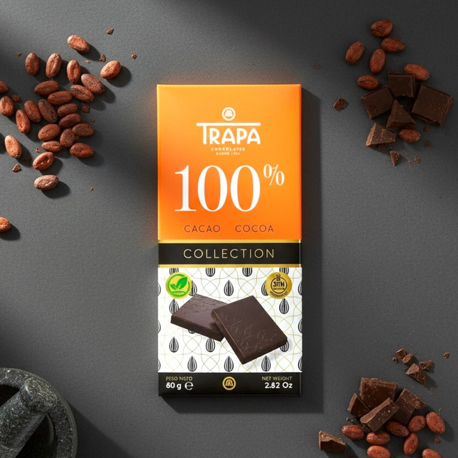 TRAPA 無添加糖 純可可系列黑巧克力 80g, 1個