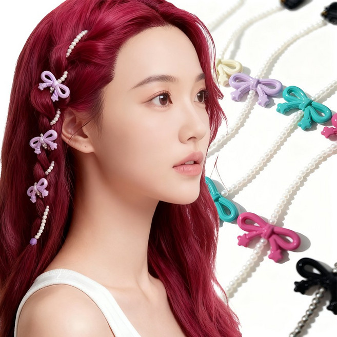 똑딱핀 헤어 블레이즈 땋기머리 포인트 헤어 커프 머리장식, 1개, 메달_연핑크