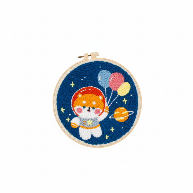 戳戳樂毛線刺繡材料包 - DIY俄羅斯刺繡 手作裝飾布置禮物, 柴犬氣球, 1個