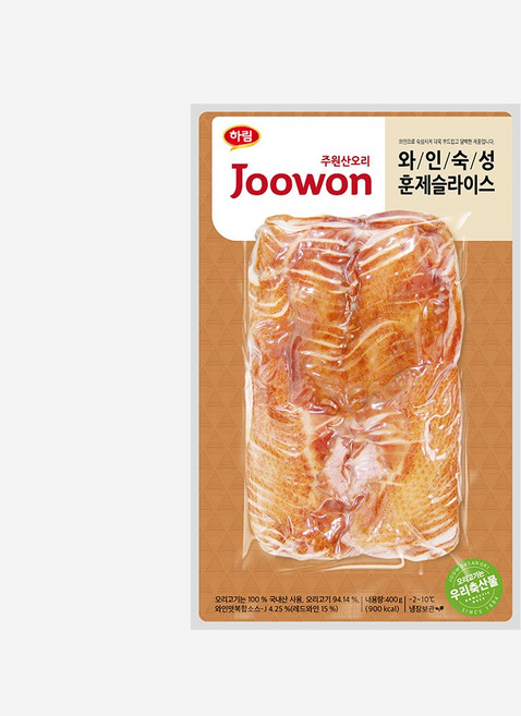 하림 주원산오리 와인숙성 훈제슬라이스, 2개, 400g