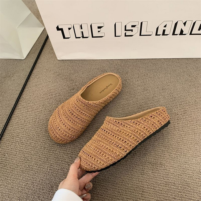 여성용 프렌치 핸드메이드 로마 샌들 소녀풍 푹신한 굽 샌들 메쉬 슈즈 고실화