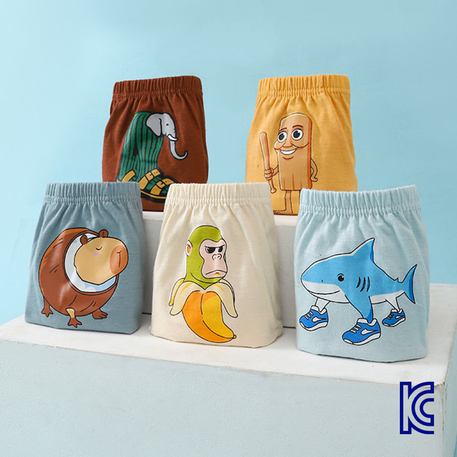 와이비비 남아 이탈리안브레인롯 유아 순면 삼각 팬티 5종 세트