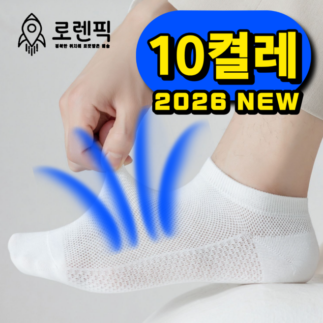 로렌픽 여름 시원한 쿨 통기성 메쉬 양말 10켤레 세트