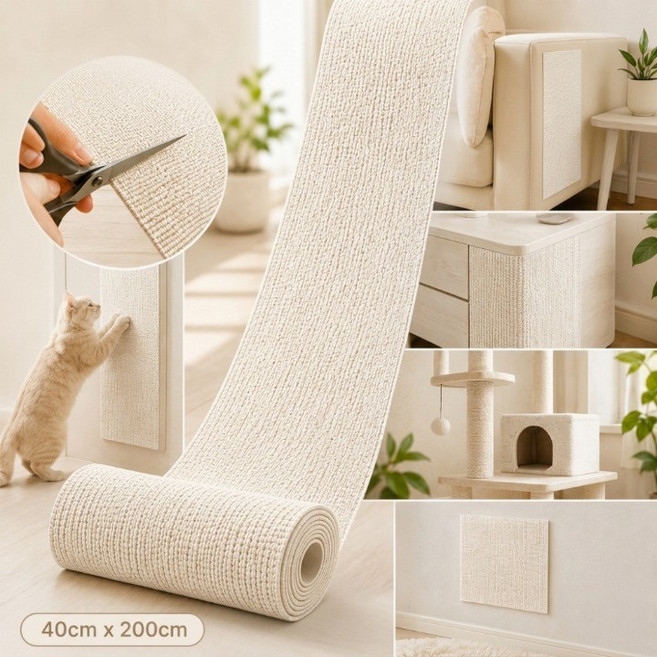 소바나 잘라쓰는 부착형 DIY 고양이 스크래쳐, 1개, 크림 화이트