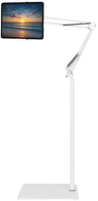 캐시풀 140cm 자바라 스탠드 태블릿 스마트폰 침대 거치대 고급형, 화이트, 1개