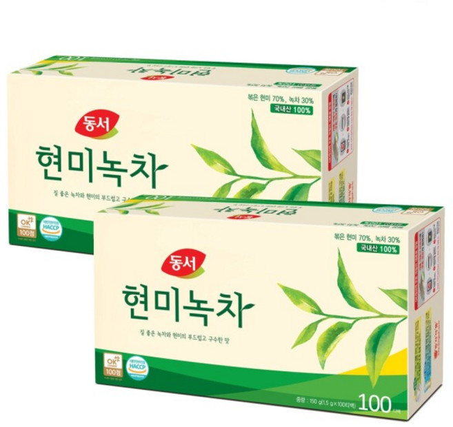 동서 현미녹차 티백, 1.5g, 100개입, 2개