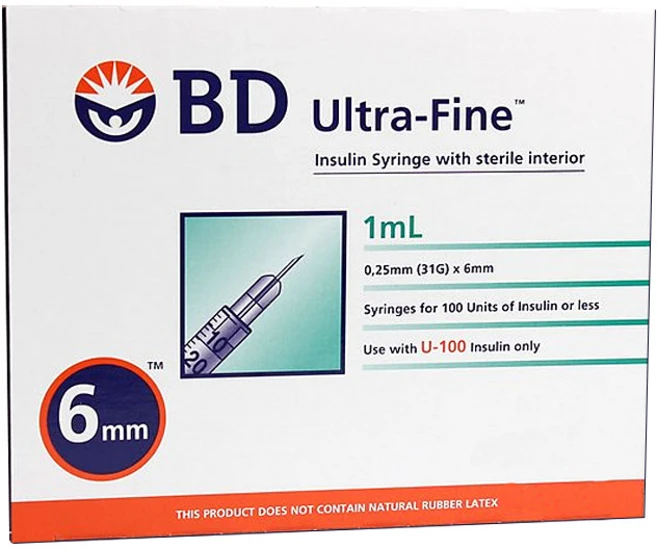 BD 일회용 인슐린 주사기 31G 6mm 1cc 100p, 1개, BD 주사기 6mm 1ml 100개 - 쿠팡