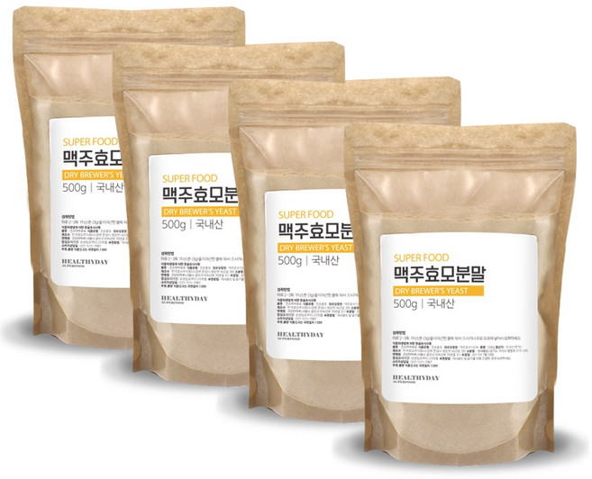 국내산 슈퍼 푸드 맥주 효모 분말, 500g, 4개